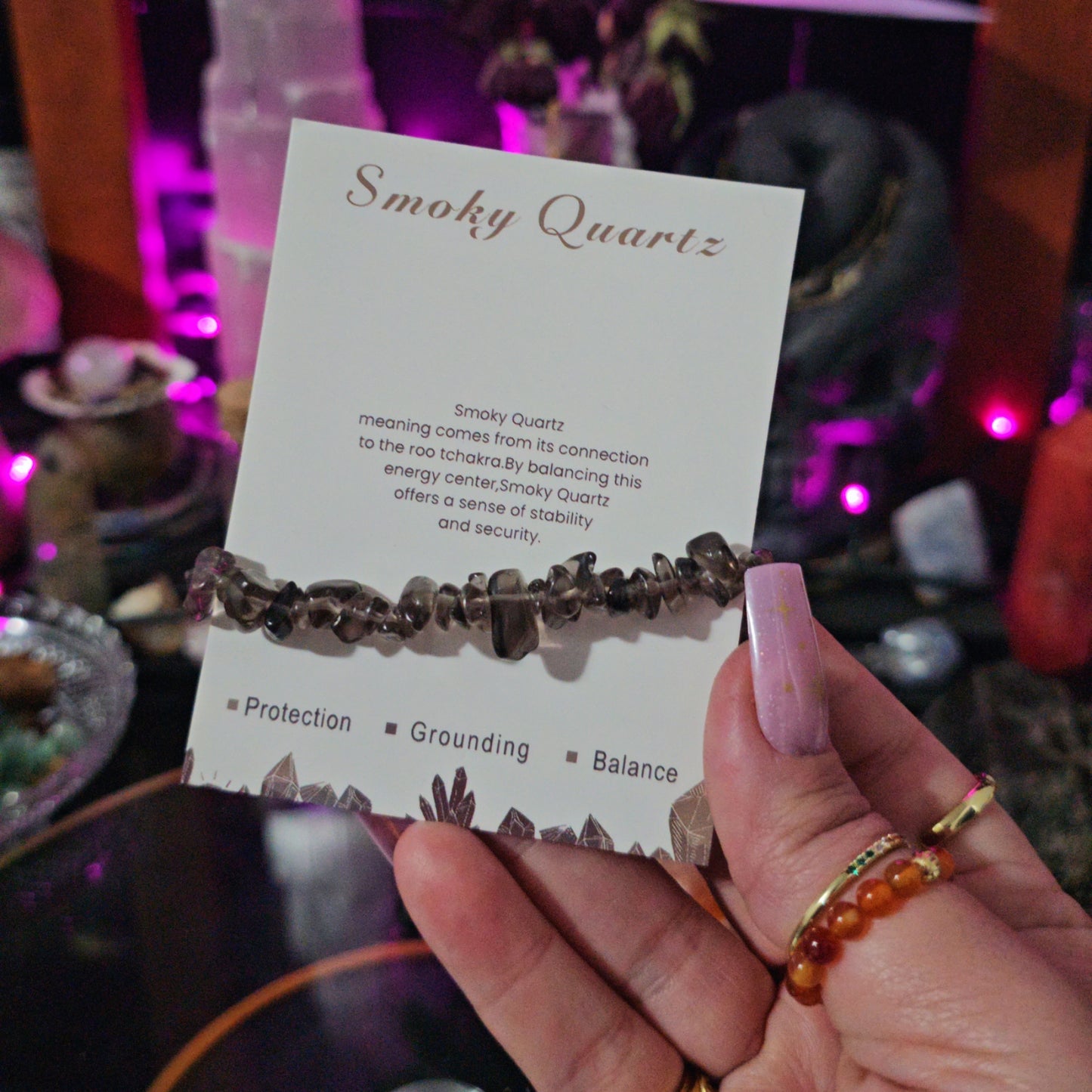 Smoky Quartz Crystal Chip Bracelet